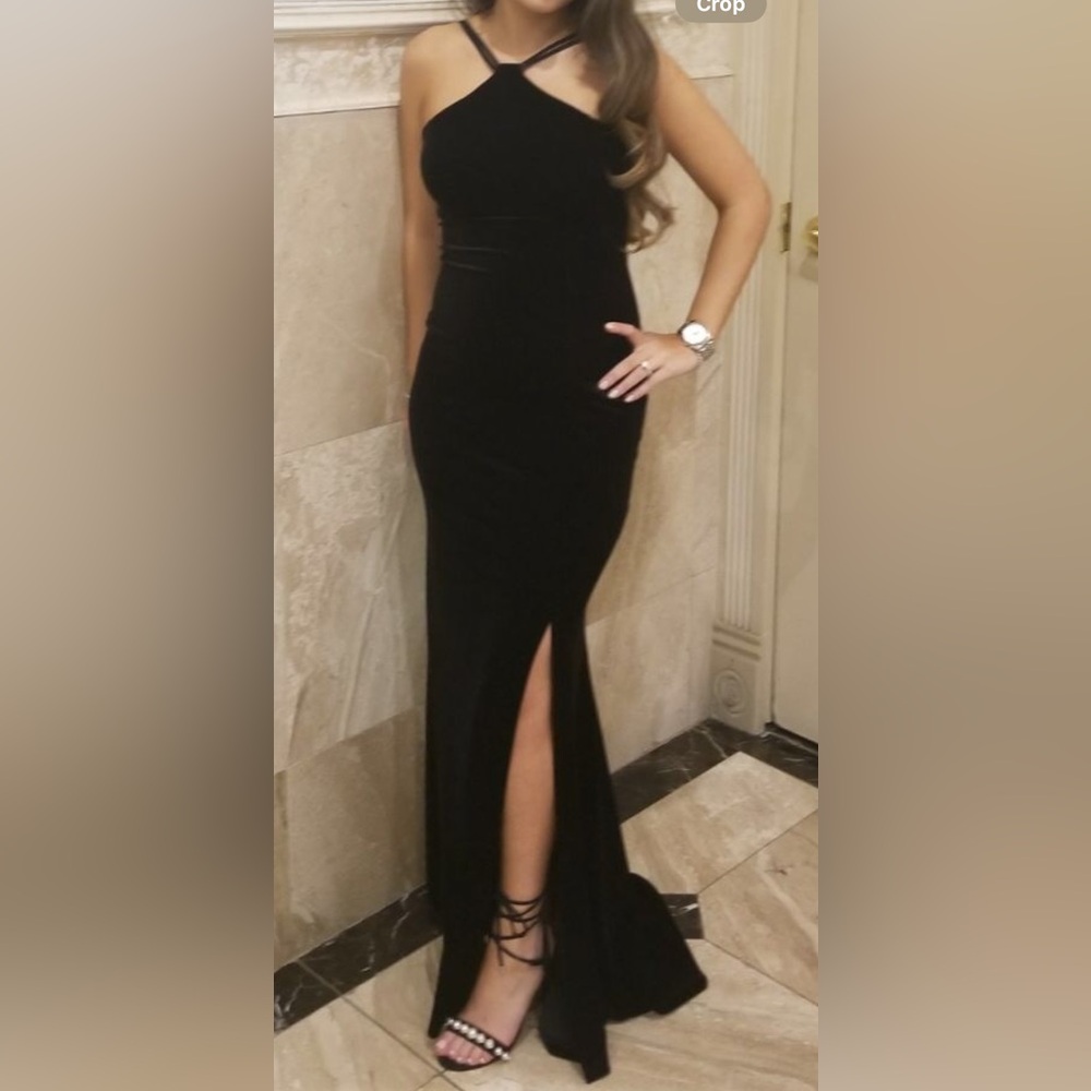 Black Velour Gown with slit